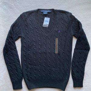 Ralph Lauren Sport Cable Knit V Neck Sweater